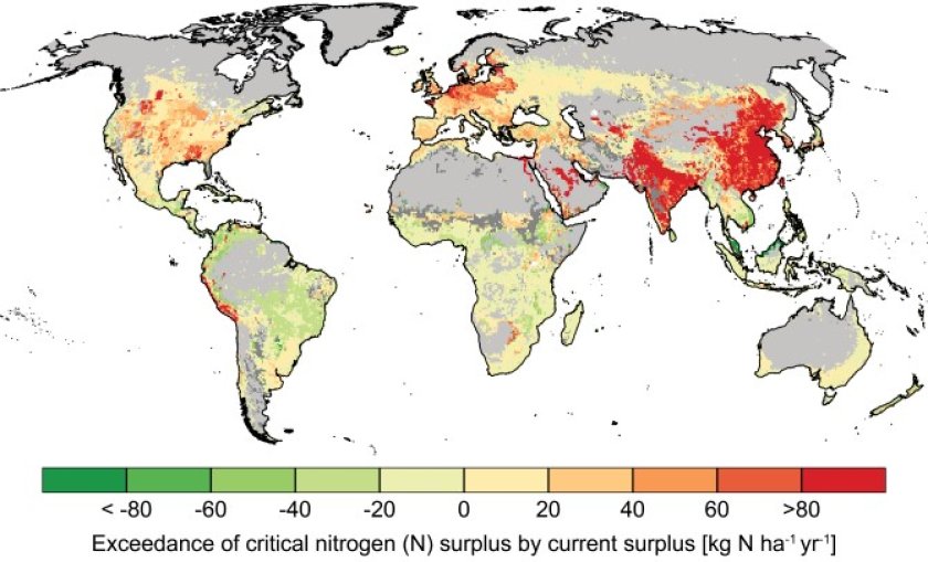 Figure 1. Exceedance of critical nitrogen (N) surplus by current surplus Figure 1. Exceedance of critical nitrogen (N) surplus by current surplus