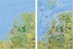 The map of the Netherlands in 2020 (left) and the future scenario of the Netherlands in 2120 (right) The map of the Netherlands in 2020 (left) and the future scenario of the Netherlands in 2120 (right)