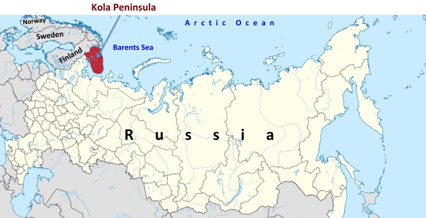 Fig. 1. Location of the Kola Peninsula. Fig. 1. Location of the Kola Peninsula.