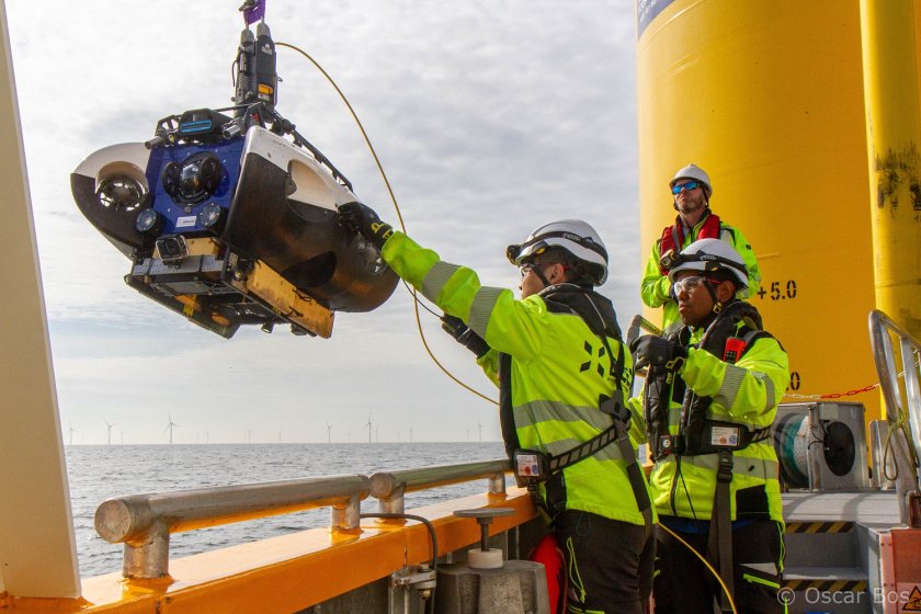 Researchers use this underwater drone to film benthos life in offshore wind farms. Photo: Oscar Bos. Researchers use this underwater drone to film benthos life in offshore wind farms. Photo: Oscar Bos.