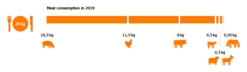 Meat consumption in 2019 (click on the image to enlarge) Meat consumption in 2019 (click on the image to enlarge)